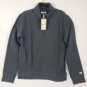 Pact Men's Stretch French Terry Quarter Zip pockets Organic Cotton Charcoal Sz L